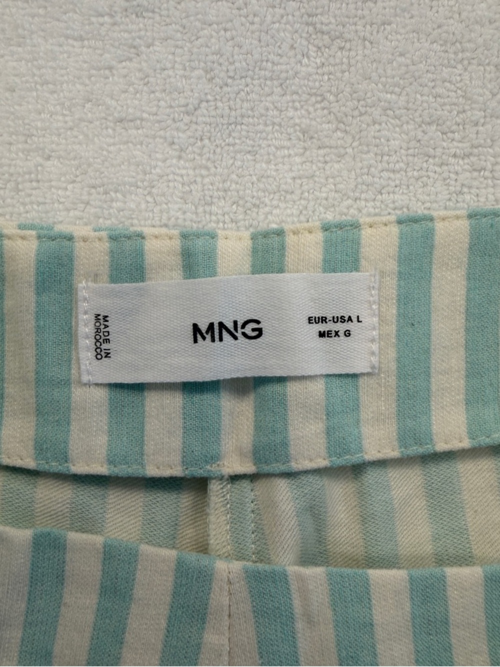 Mango Aqua and White Striped High-Waist Short Linen-Cotton Blend Tailored Summer - Picture 3 of 5